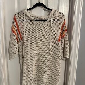 POL Cream Knit Crochet Top size L